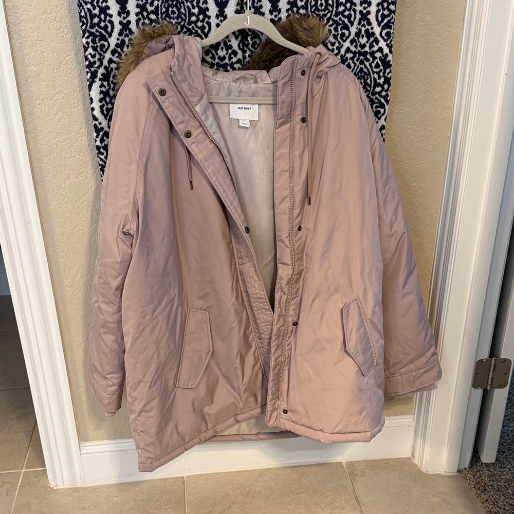 Old Navy Blush Pink Puffer Coat with Hood